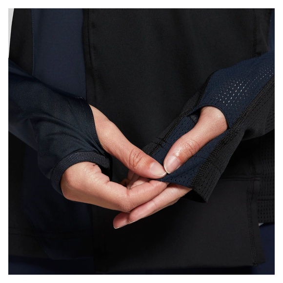 Nike x Sacai Women's Half Zip Running Jacket Black/Dark Obsidian - Picture 5 of 7